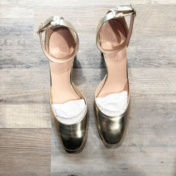 J.Crew Women’s Maisie Metallic Gold ankle-strap heels - Size 12 - Picture 5 of 11